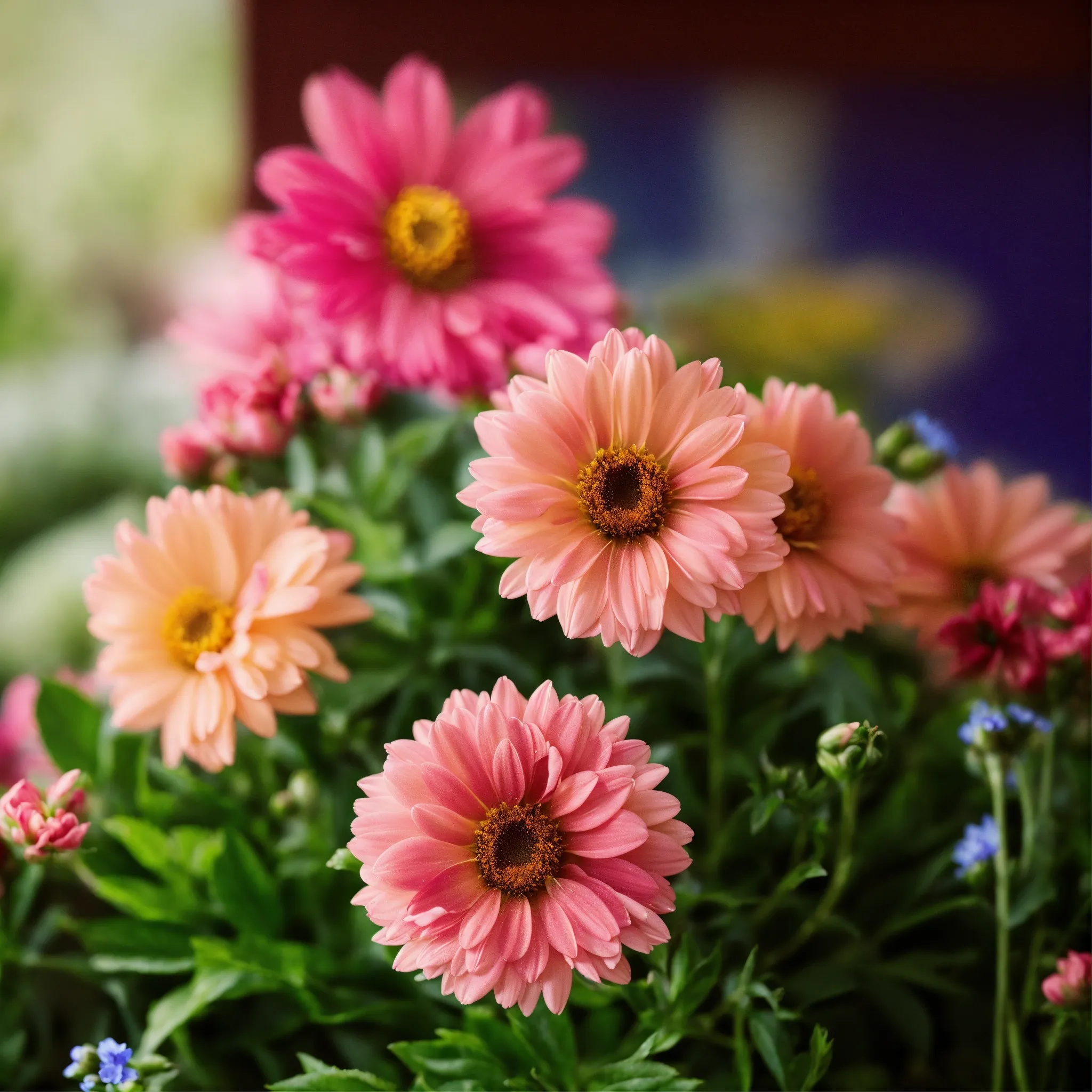 Person smiling near flowers