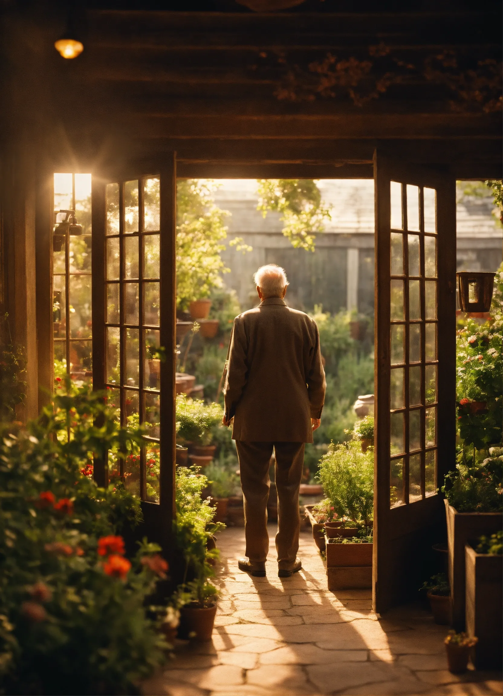 Senior citizen with flowers